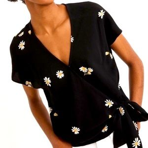 Madewell Sash-Tie Cropped Wrap Top in Lazy Daisies Size Small - New Without Tags
